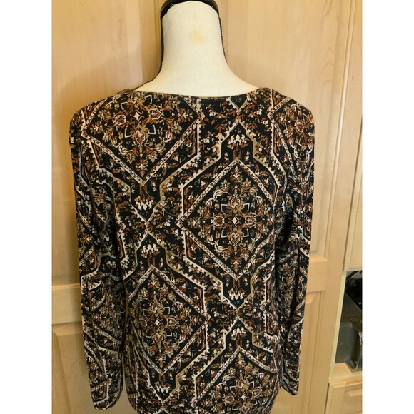 Chicos Women’s 1 US M Diamond Shapes Fall Colors Long Sleeves  Tunic Top - Picture 5 of 9